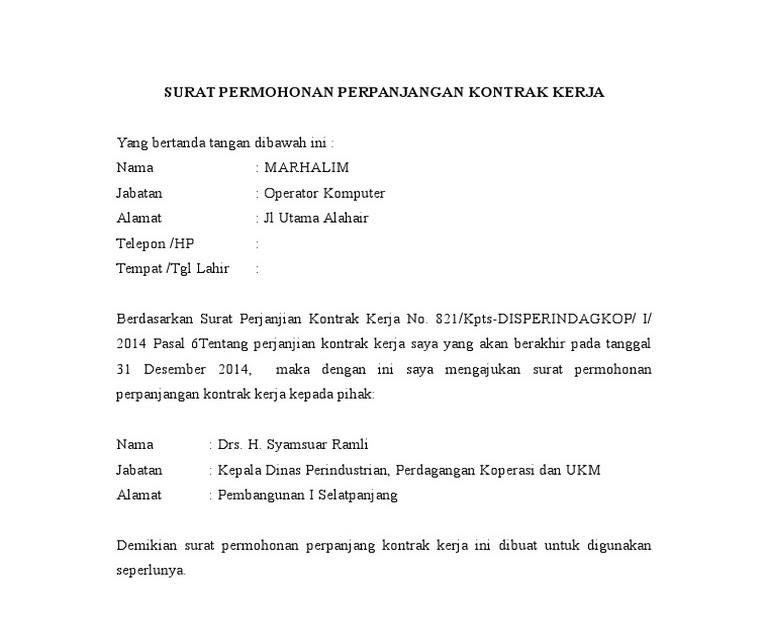 Contoh Surat Permohonan Doc - Surat W