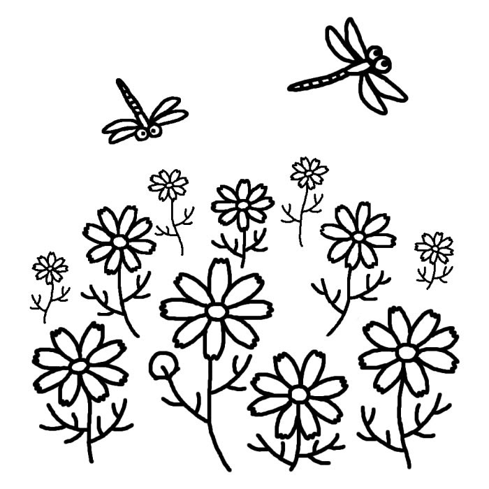 驚くばかりコスモス イラスト 白黒 無料 美しい花の画像