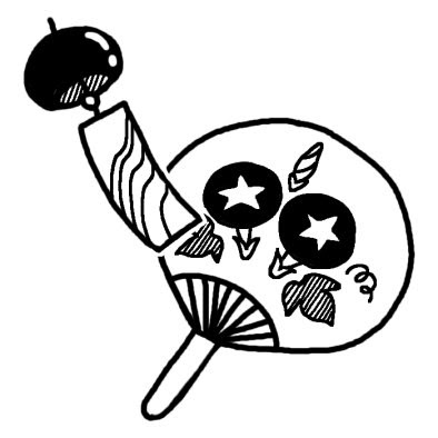 Japan Image 風鈴 イラスト 白黒
