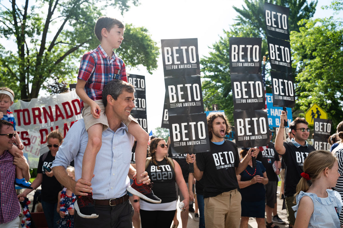 Beto walking in the Independence Day Parade in Independence, Iowa