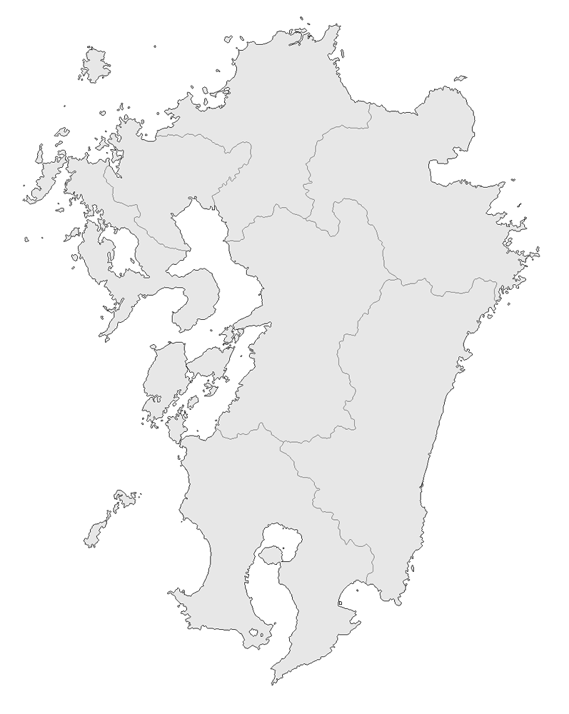 Kasword 九州 地図 白黒
