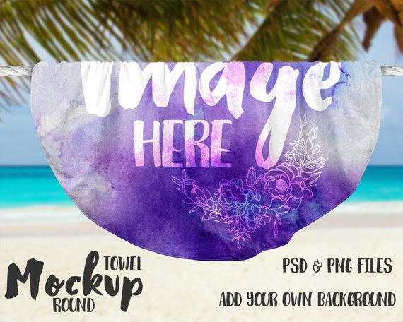 Download Free Round Beach Towel Mockup Template Hanging On A Rope (PSD)