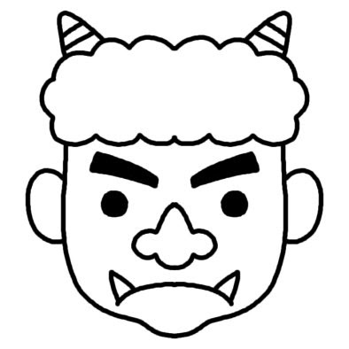動物画像無料 元の鬼 イラスト 白黒