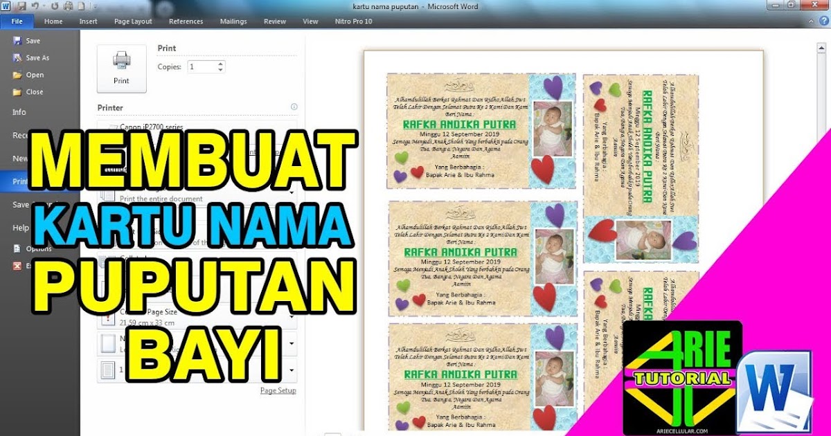 Kumpulan Kartu Nama Bayi Baru Lahir Word Terbaru - Informasi Masa Kini