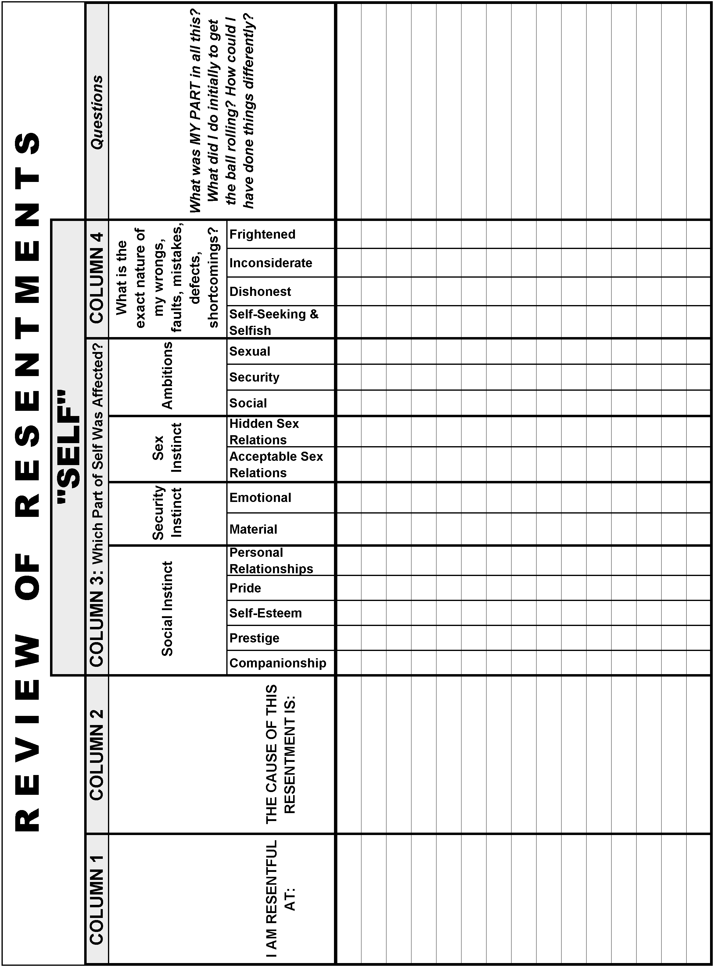 Amazing aa step 4 worksheet 28 Images of 4th Step Excel Template