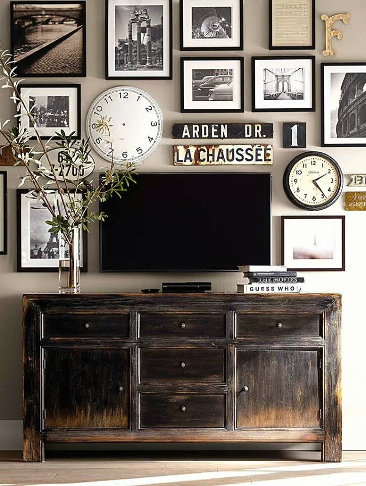 This vintage styled industrial tv stand features a black sanded metal frame with two wood shelves. 40 Tv Wall Decor Ideas Inspirational Tv Wall Design Decoholic