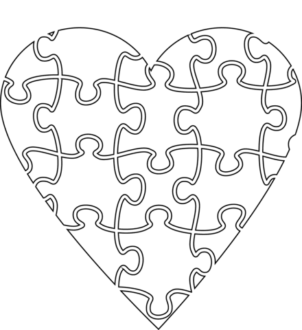 Puzzle piece jigsaw coloring pages. Heart Jigsaw Coloring Page Free Printable Coloring Pages