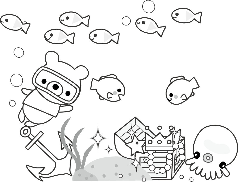 すべての動物の画像 綺麗な海 イラスト 白黒