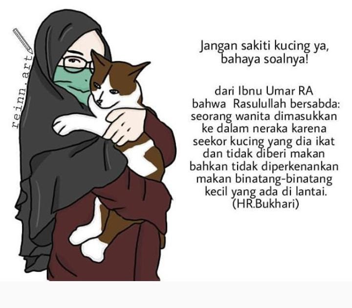 Paling Bagus 28 Gambar  Kartun  Muslimah  Dengan  Kucing  