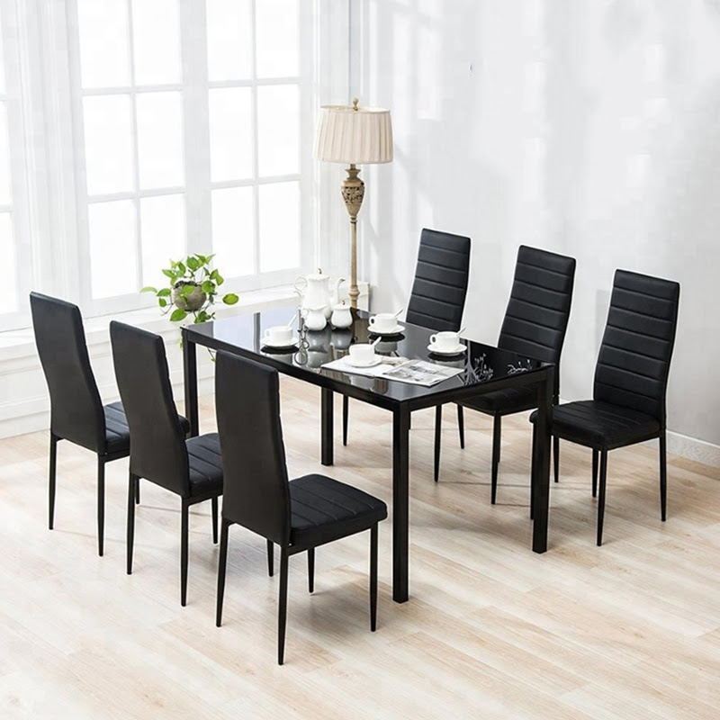Wood dining room set with indian currency solid chinese carved cafe tables modern table style american furniture. Modern Design Cheap Dining Room Furniture Metal Legs Glass Top Black Dining Table Set 6 Chairs Dining Room Set Buy Dining Room Set Dining Table Set 6 Chairs Dining Table Set Product On