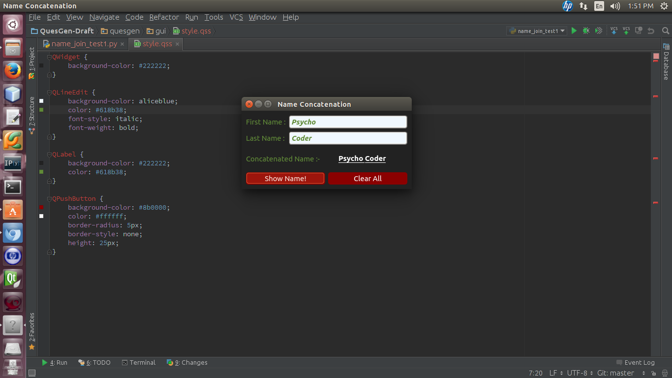 file 4 example properties log example GUI Simple Styling with ~ PyQt5 Python  QSS code