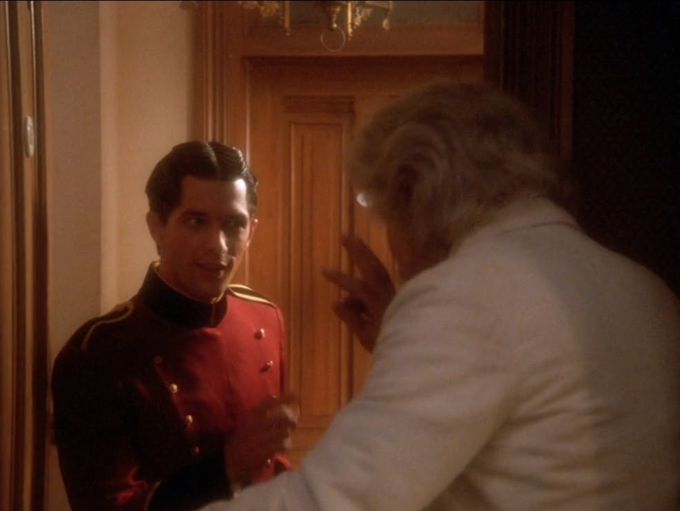 Les grooms en images the symbol of an era full of cozy lives and luxurious travels is the bellhop and his iconic short, double buttoned. Tng Time S Arrow Pt 2 Let S Watch Star Trek