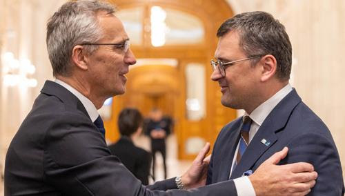 NATO Secretary General welcomes Ukraine’s foreign minister to Bucharest