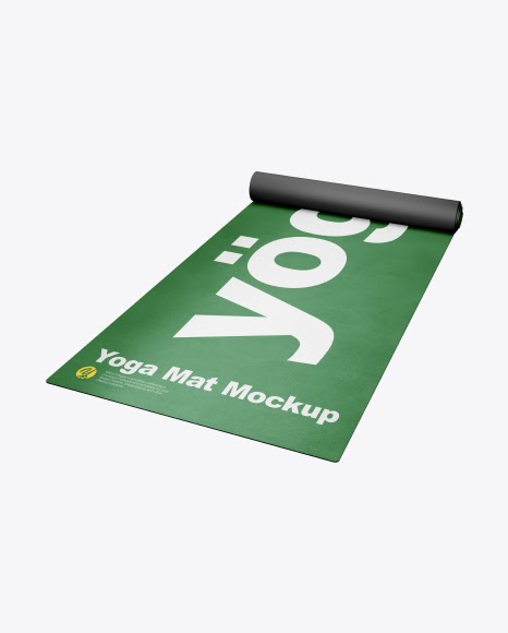 Yoga Mat PSD Mockup Half SIde View High-Angle Shot