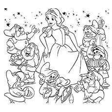 Snow White And Seven Dwarfs Coloring Pages Coloring And Drawing