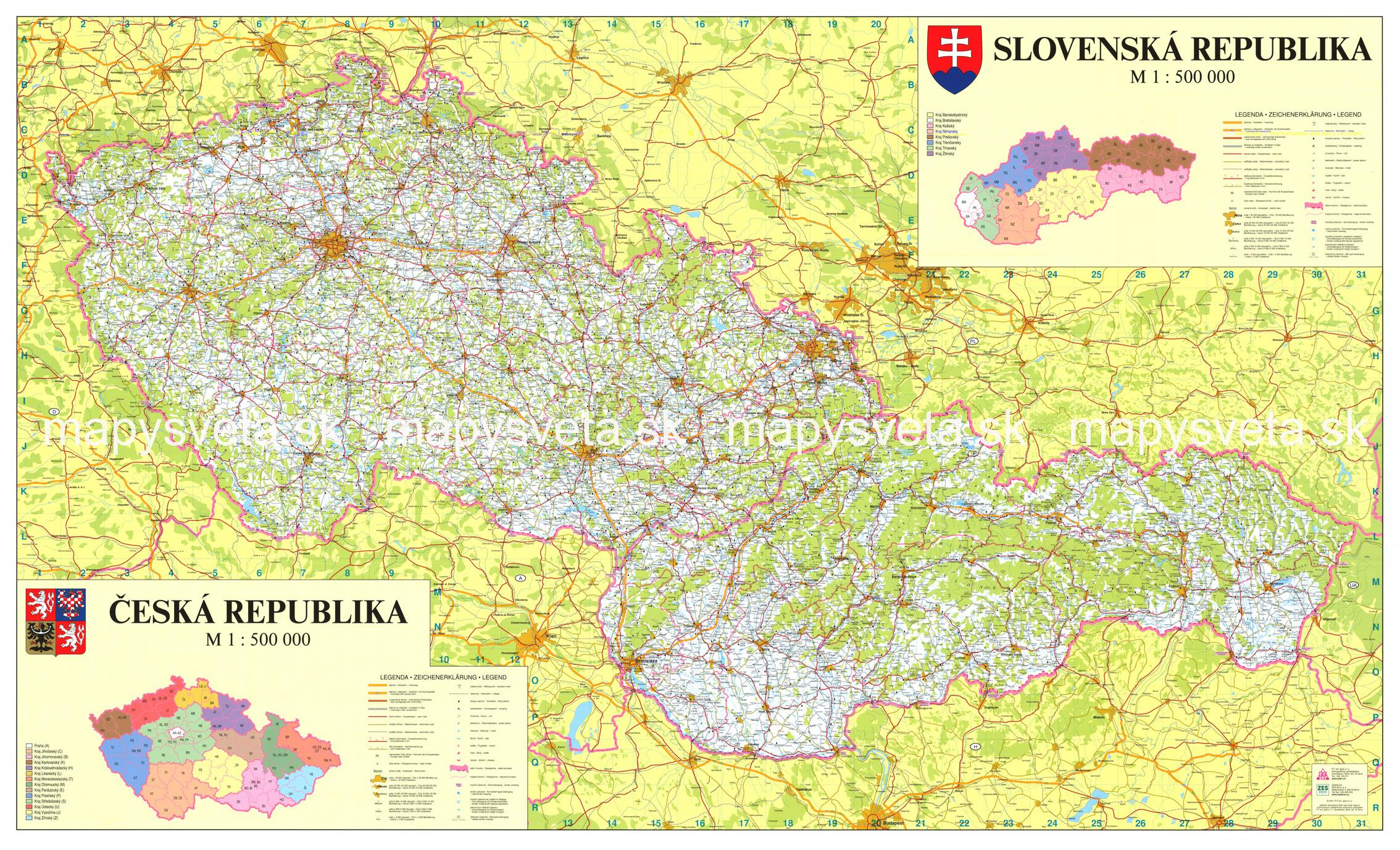 Mapa česko A Slovensko | MAPA