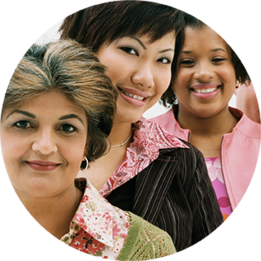 three smiling women