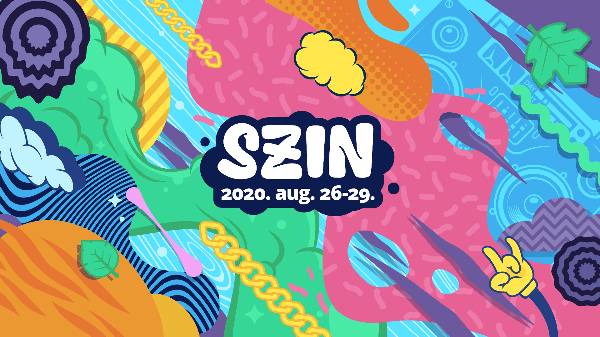 Brainstorm lapos négy szín minimális ikon készlet. Szegedi Ifjusagi Napok