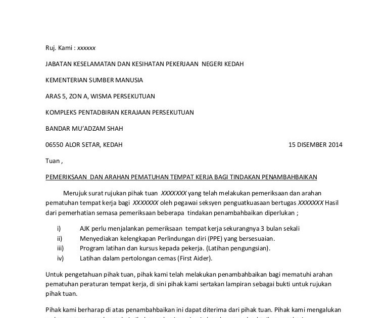 Contoh Surat Rasmi Permohonan Kepada Yang Berhormat - HRasmi