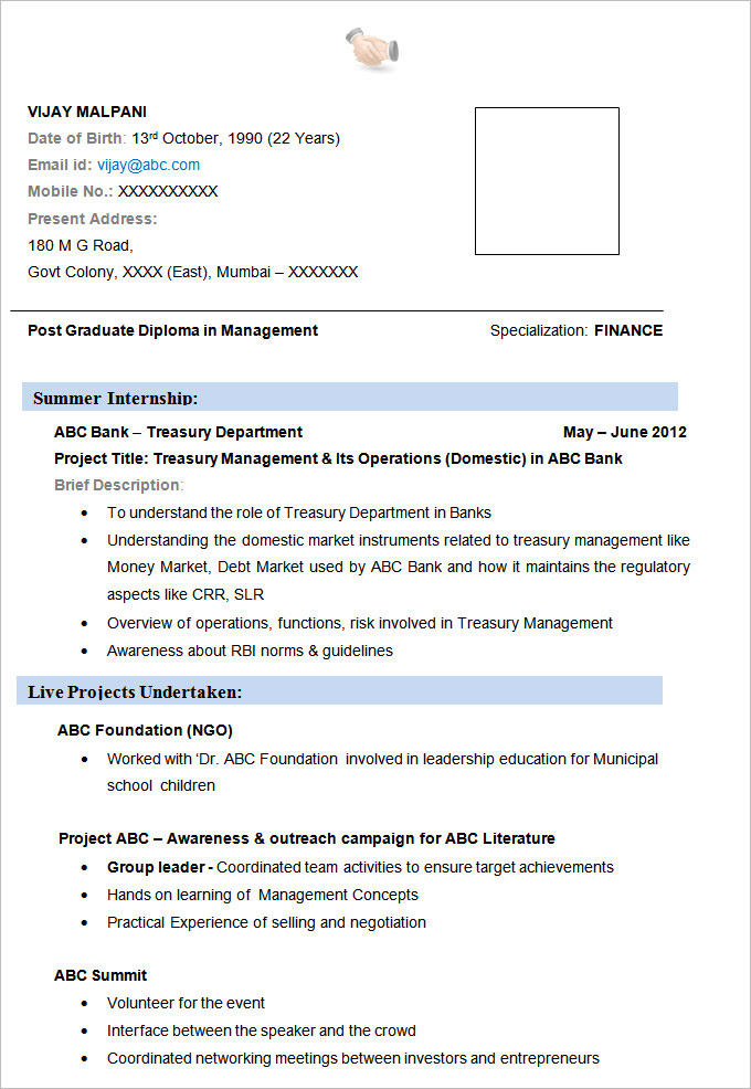 47582342 project on hdfc standard life. Mba Finance Resume Sample Tablon