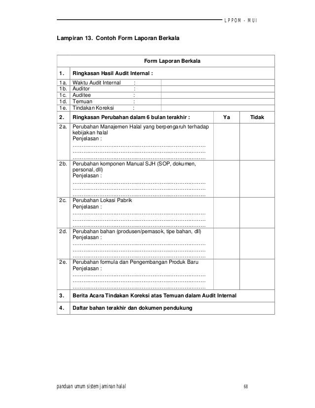 Contoh Checklist Audit Internal - Contoh O