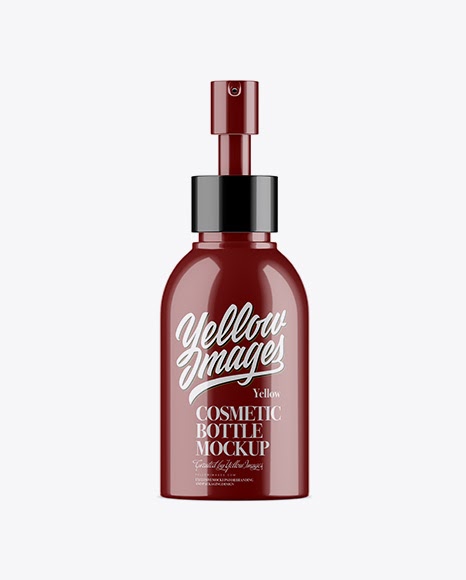 Download Glossy Cosmetic Bottle With Pump Mockup - Front View PSD ...