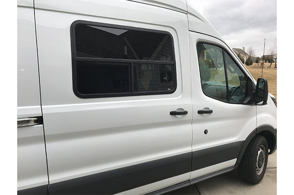 The installed screens have a permanent installed part on each side and the top. Ford Transit Van Conversion Window Installation Seek Dry Goods
