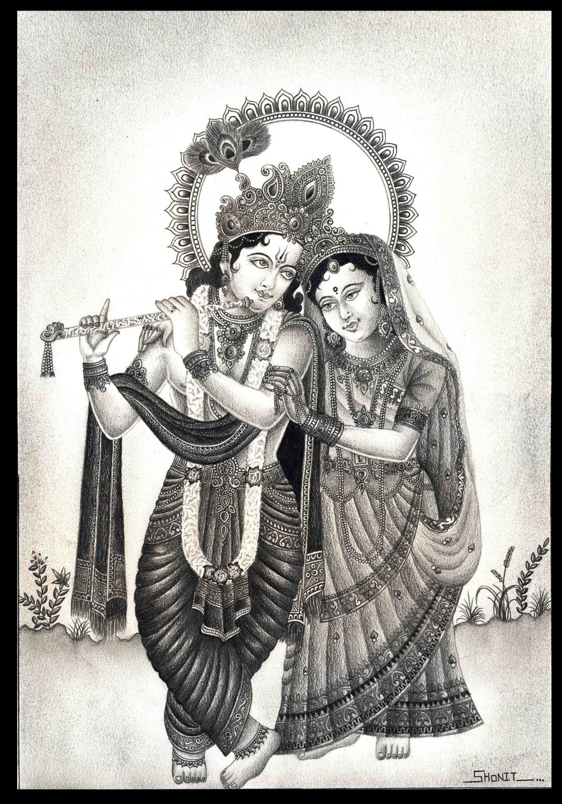  Pencil Drawing Krishna And Radha - pencildrawing2019