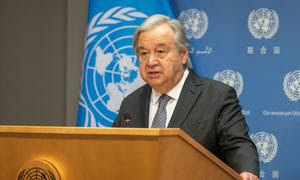 El Secretario General António Guterres informa a los periodistas en la sede de la ONU (foto de archivo).