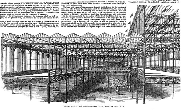 At the time, it was the most glass ever used in one building. Great Exhibition Building Sectional View Of Galleries