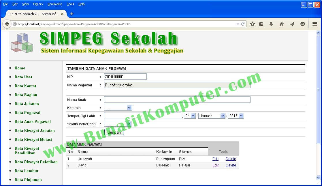 Contoh Database Data Pegawai - Contoh Bu