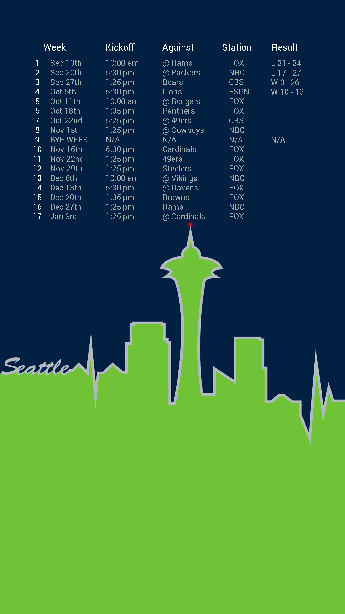 Seattle Schedule Background 1440x2560 For Android Devices Bonus