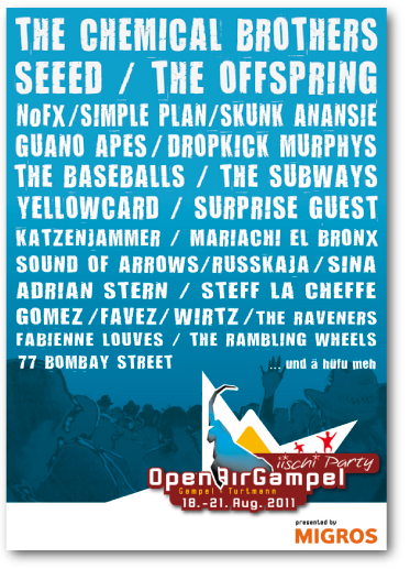 💥🥳 after the federal council announced on wednesday the rules of the game for big events, the 'gampel' makers have now definitely decided to organize the 2021 edition. Openair Gampel Prasentiert Lineup 2011