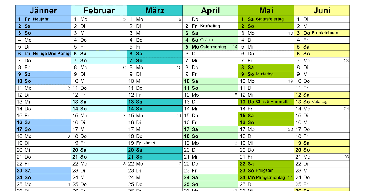 Jahreskalender 2021 Zum Ausdrucken Kostenlos - Kalender ...