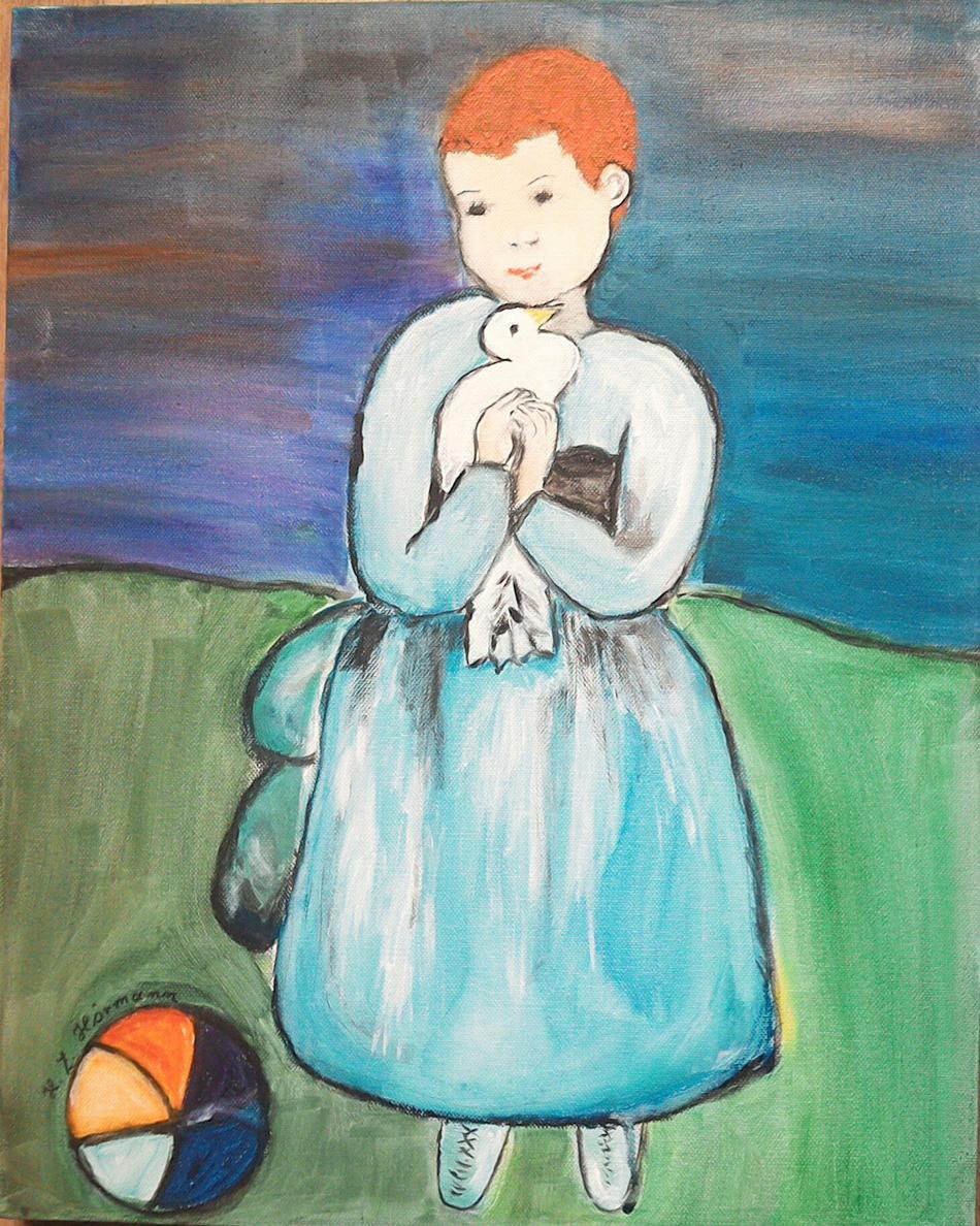 April 1973 mougins) befand sich sein leben lang auf der suche nach neuen künstlerischen ausdrucksmitteln. Kunstwerk Picasso Madchen Mit Taube Von Hazethoermann