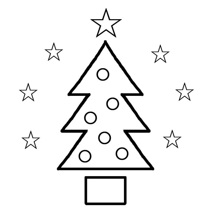 クリスマスツリー イラスト 白黒 無料 無料の印刷用ぬりえ