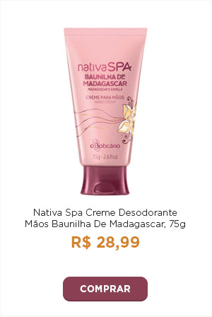 Creme para mãos por 28 reais e 99 centavos. Uma imagem do produto ilustra a campanha.