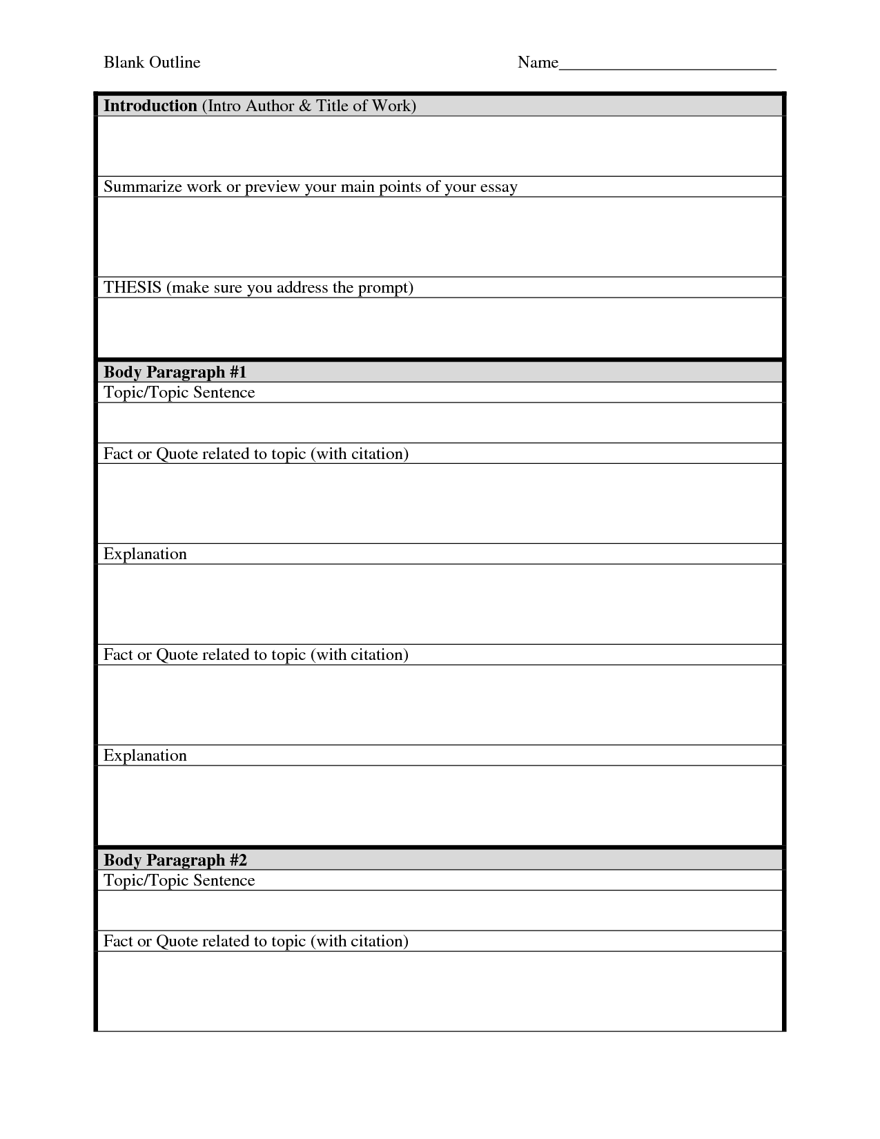 blank outline form research paper