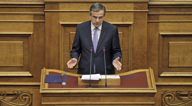 El primer ministro griego, Antoni Samaras, la semana semana en el Parlamento heleno, durante el debate de presupuestos.