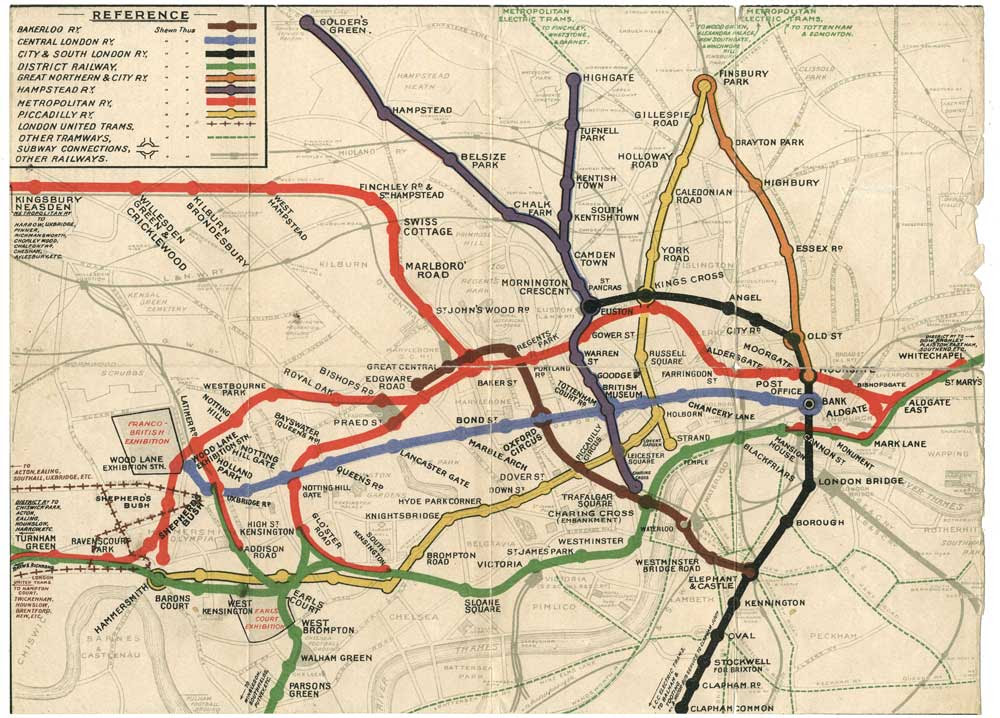 Underground Map issued 1908