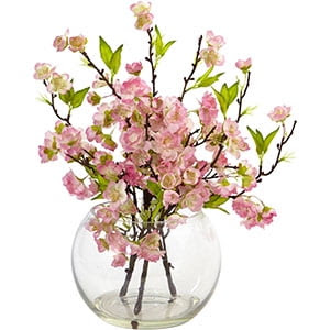 Nearly natural cherry blossoms in vase