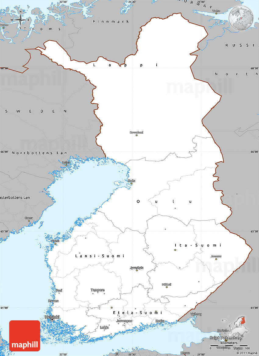 Gis geography · last updated: Gray Simple Map Of Finland