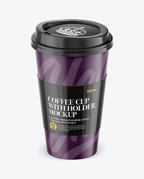 Download Coffee Cup With Sleeve Mockup - Front View (High-Angle ...