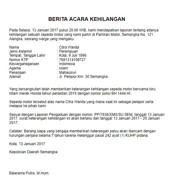 Contoh Berita Acara Kejadian Kecelakaan Kerja - Contoh Berita Acara Kejadian