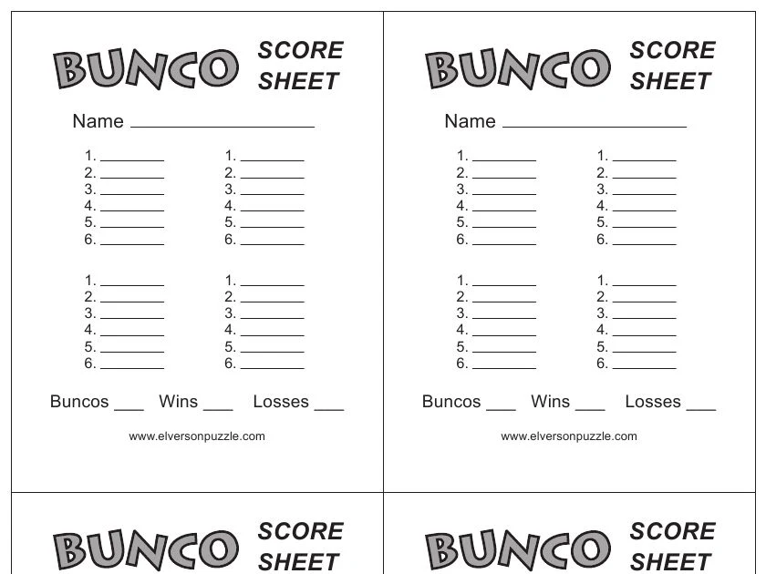 Best Templates Free Bunco Score Sheets Printable