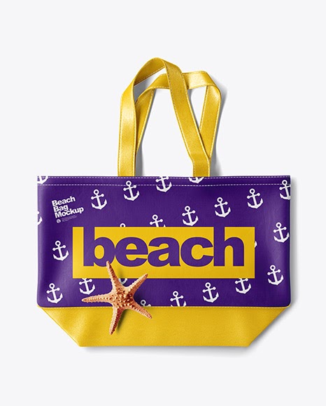 Download Beach Bag Mockup - Front View - Beach Bag With Leather ...