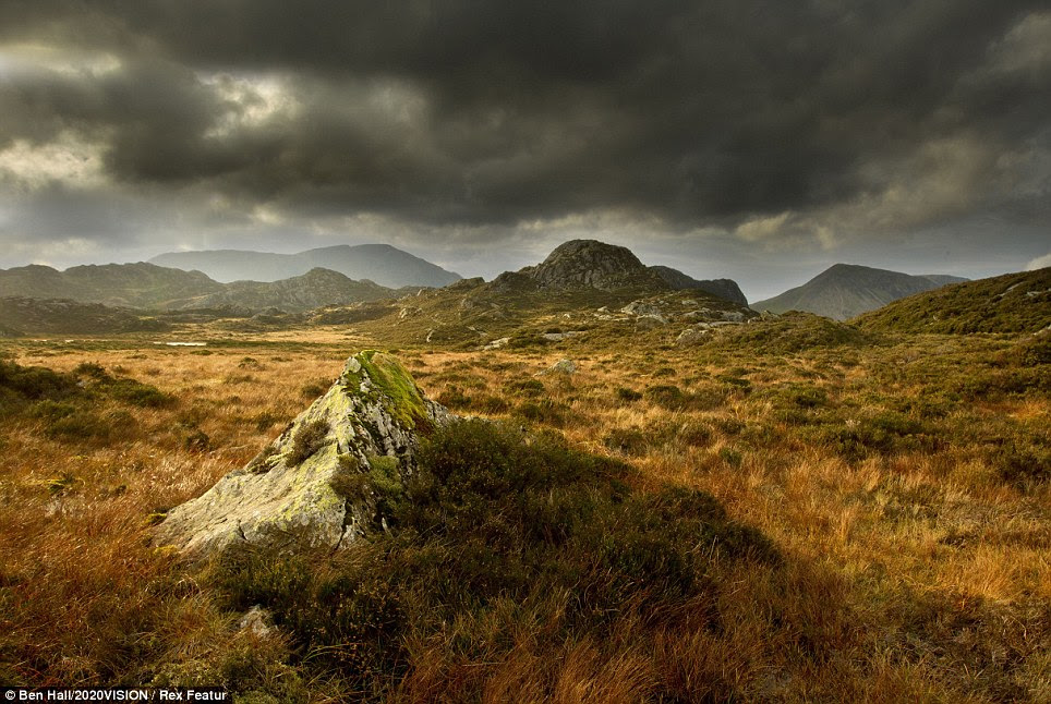 Foreboding: Dark clouds surround the hills of the Lake District