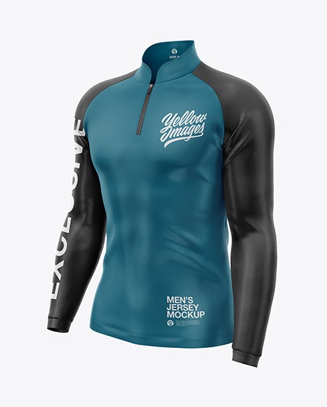 Download Mens Jersey With Long Sleeve Mockup Front Half Side View ...
