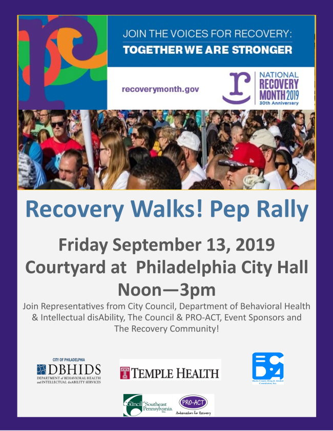 Please join us on Friday for our Recovery Walks! 2019 Pep Rally!