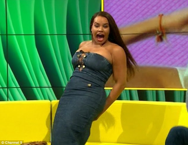 The butt of the joke: Lateysha was left red-faced when her dress split open on live TV during Big Brother's Bit On The Side on Wednesday night